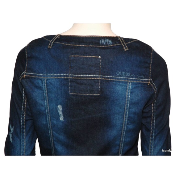 GUESS STRETCH DENIM JACKET TOP RECKLESS WASH XS NWT - Picture 4 of 7
